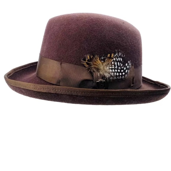 Bruno Capelo Godfather Homburg Hat Australian Wool Felt Brown Mens Size 7 1/4 - Picture 1 of 12